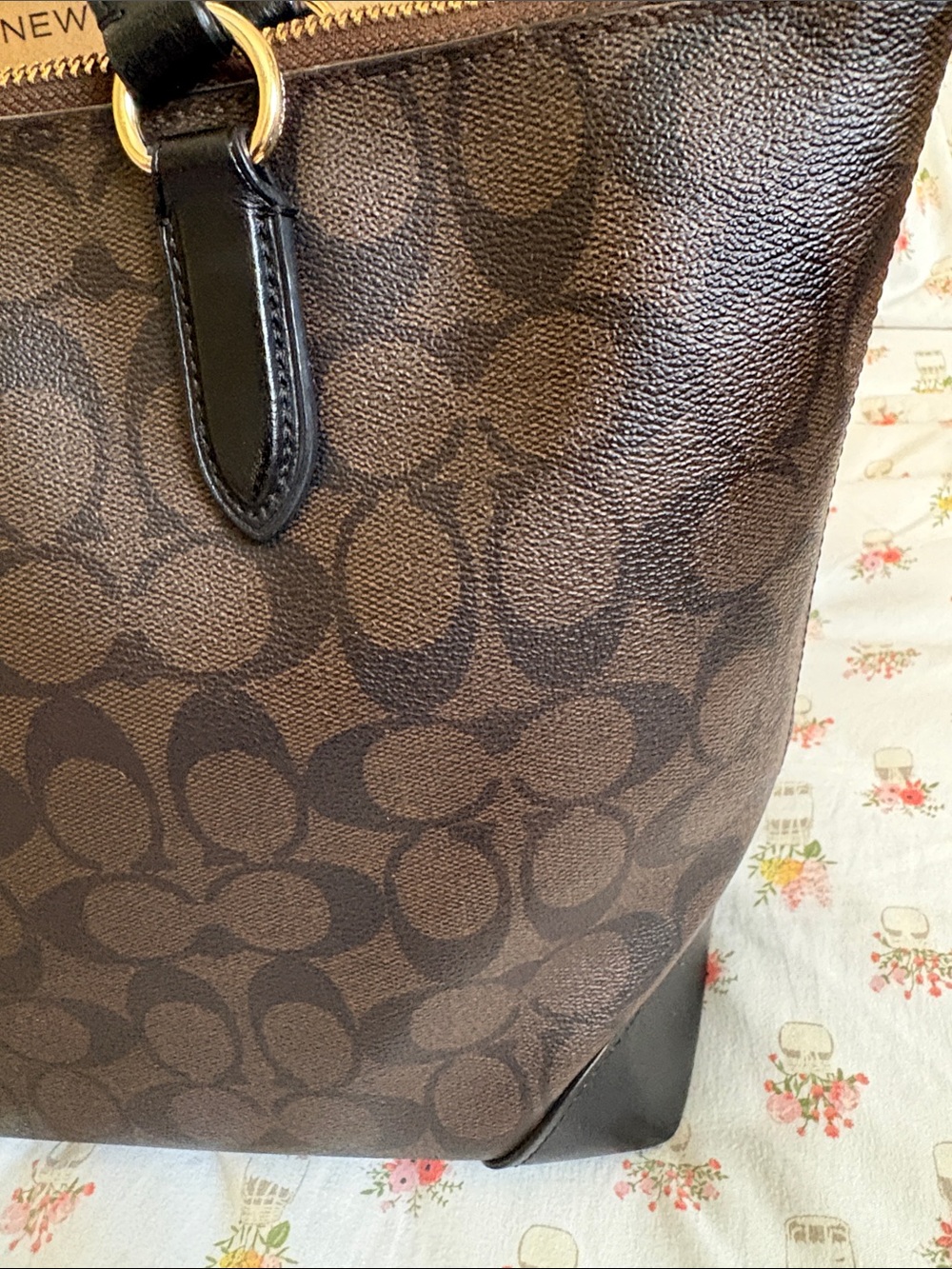 Coach Brown Signature Canvas Tote with Black Leather Handles - Picture 2 of 9